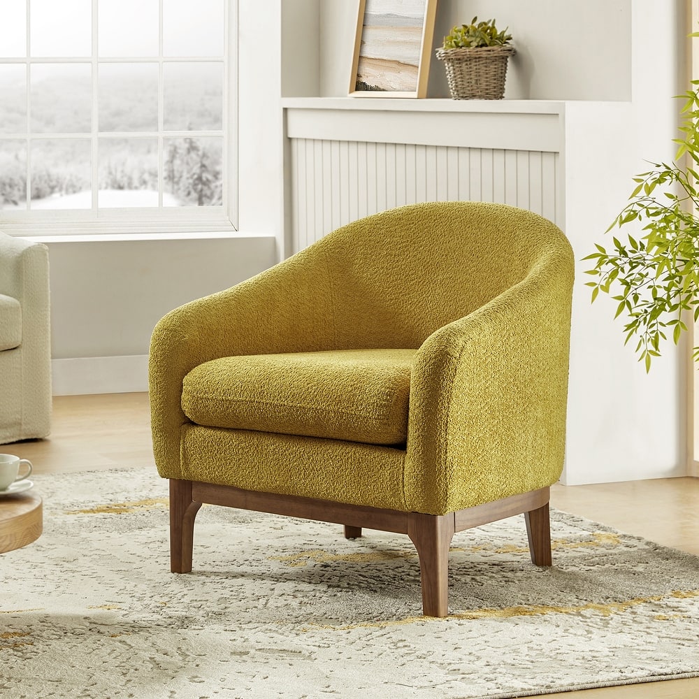 Joseph Modern Boucle Solid Wood Armchair Chair By HULALA HOME