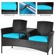 preview thumbnail 19 of 19, Costway Patio Rattan Conversation Set Loveseat Sofa Cushioned Coffee - See Details