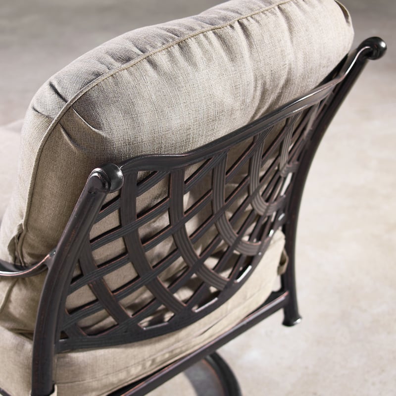 Aluminum 48-inch Fire Table Patio Set with Four Swivel Rockers