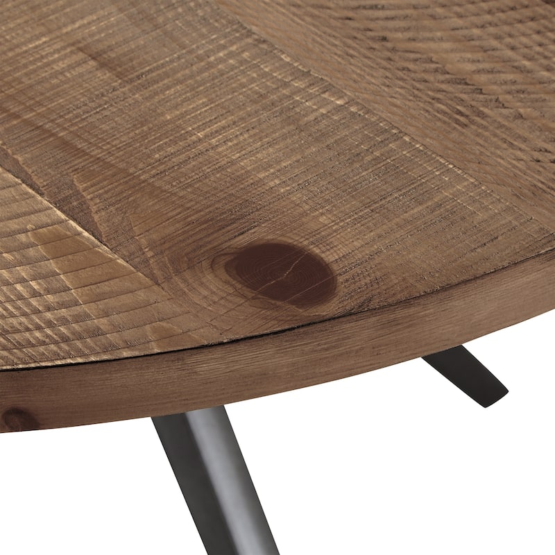 Calem Wood Finish and Iron Grey Metal Base 45" Round Dining Table by iNSPIRE Q Modern