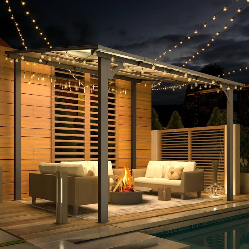 8x10ft Wall Mounted Gazebos Pergola, Outdoor Lean to Gazebo Awnings