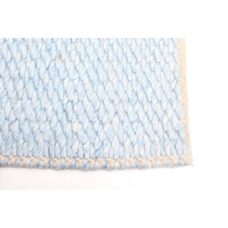 ECARPETGALLERY Braid weave Sienna Sky Blue Wool Rug - 5'0 x 8'0