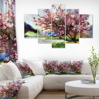 Designart "Tree with Spring Flowers" Floral Art Canvas Print