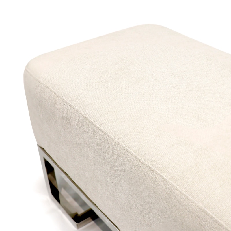 Pasargad Home Luxe Upholstered Stainless Steel Bench - W48"xD16.5"xH17.6"