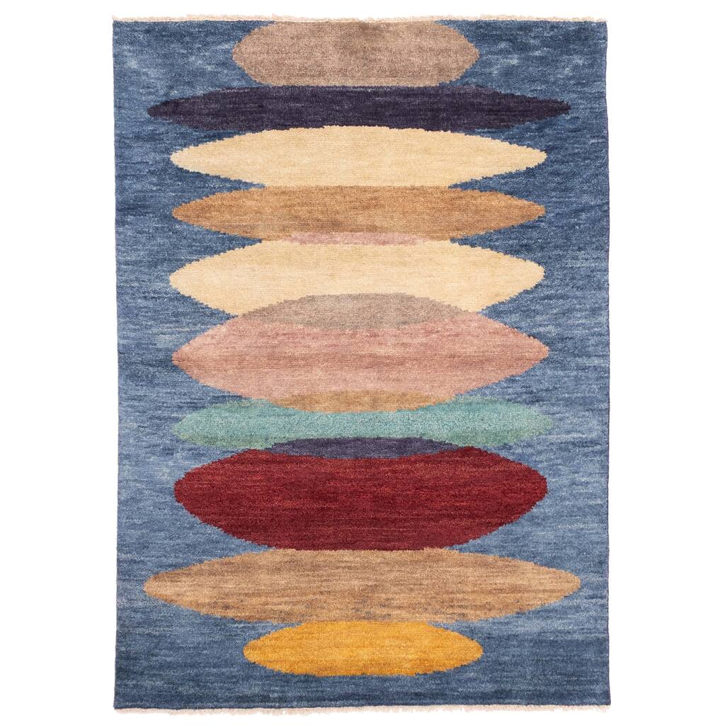ECARPETGALLERY Hand-knotted Peshawar Ziegler Dark Blue Wool Rug - 4'3 x 6'3