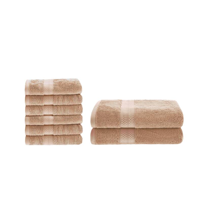 Superior 8 Piece Towel Set (2 Piece Bath Towel and 6 Piece Hand Towel), Rayon From Bamboo and Cotton