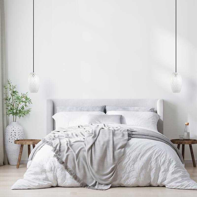 Adriana River of Goods Black Metal and White/Clear Glass 6-Inch Pendant Light with Adjustable Hanging Cord - 6" x 6" x 70.75"