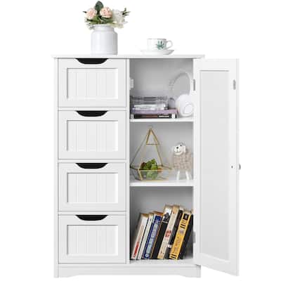 Yaheetech 4-Tier Wooden Bathroom Floor Cabinet for Bathroom Kitchen