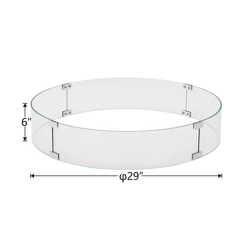 COSIEST Glass Wind Guard Tempered Glass for Outdoor Fire Pit