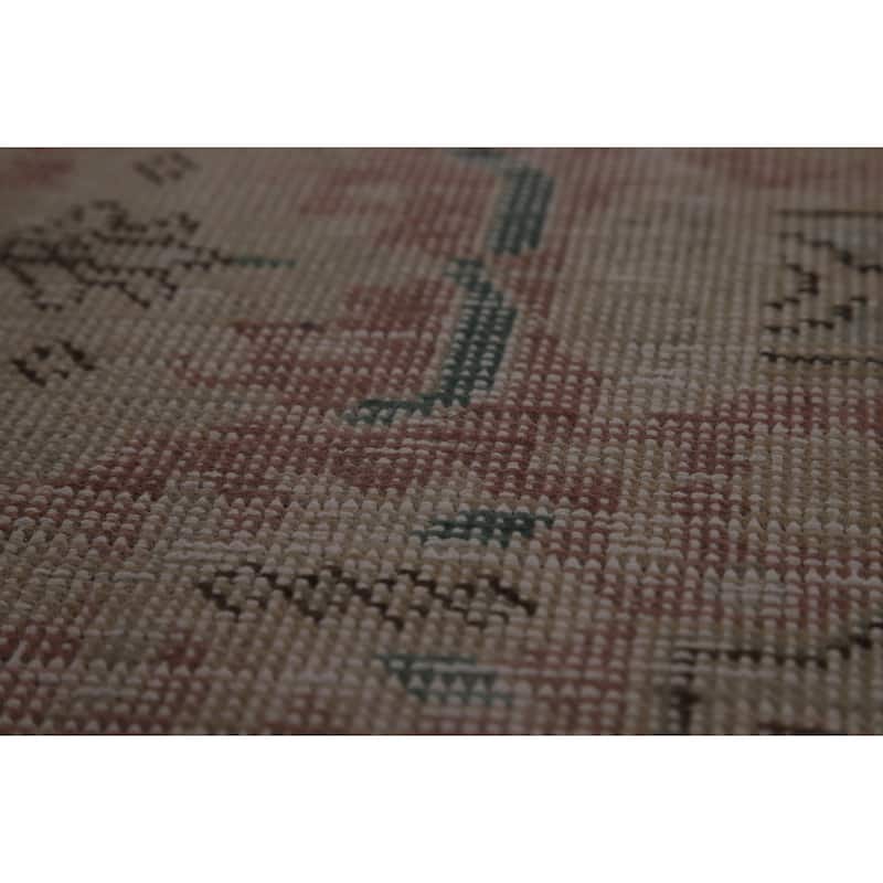 Geometric Beige Tabriz Persian Vintage Rug Hand-Knotted Wool Carpet - 7'10" x 11'0"