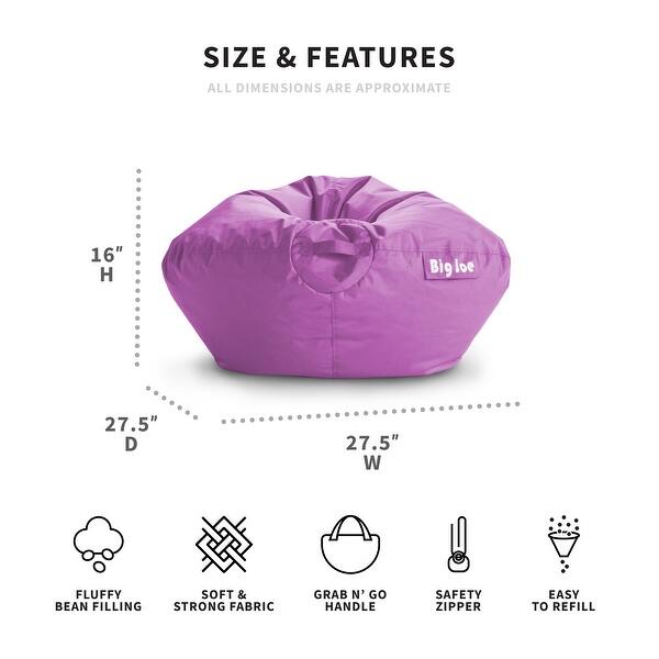 dimension image slide 3 of 14, Big Joe Kids Classic Bean Bag Chair