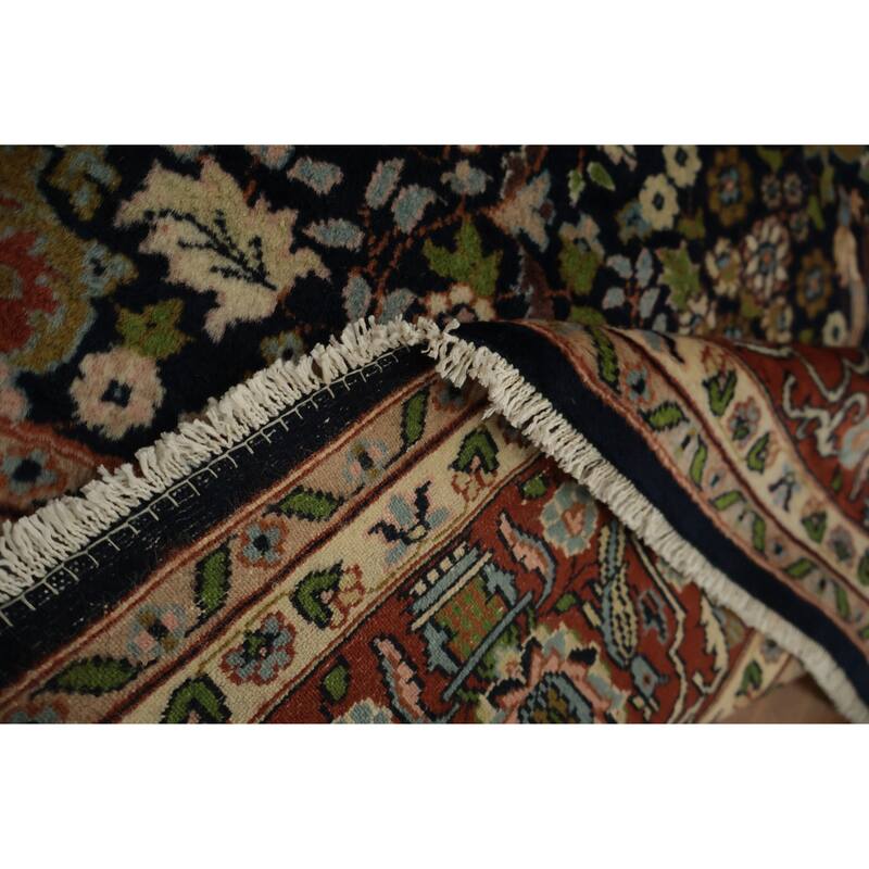 Hand Knotted Oriental 100% Wool Carpet Traditional Floral Navy Blue & Blues Bokhara Area Rug - 6' 3'' X 6' 2''