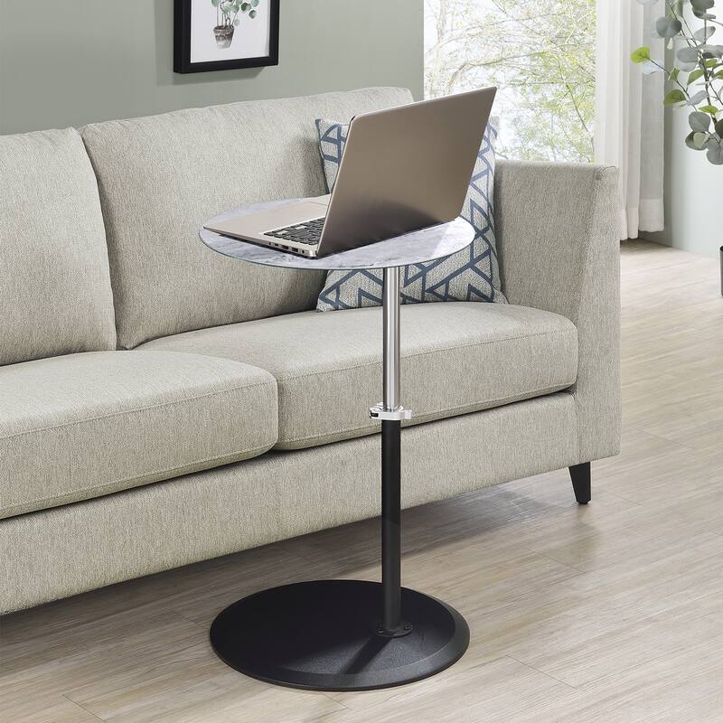 Round End Table with Marble Textured Top