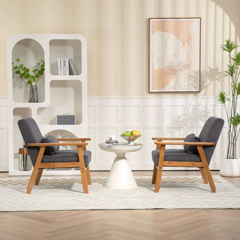 Velvet fabric armchair Solid wood frame leisure chair for the living room bedroom a set of two