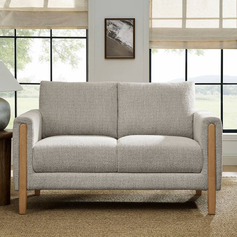 Hawken Boucle Fabric Loveseat - Parchment Beech