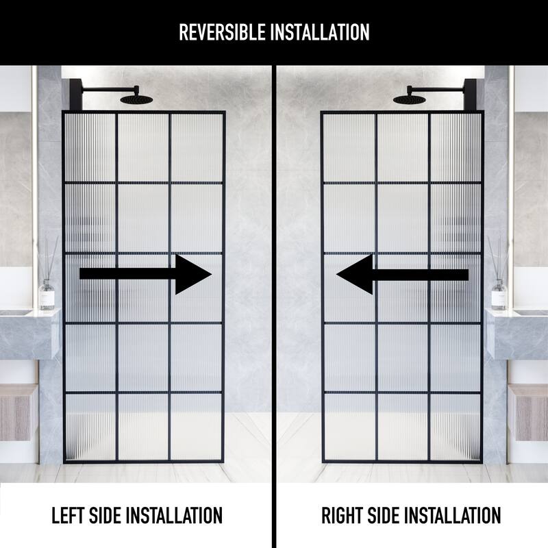 VIGO Mosaic 34" W x 74" H Framed Fixed Shower Screen in Matte Black