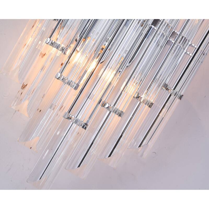 2-Light Chrome Metal Wall Sconce With Clear Rods