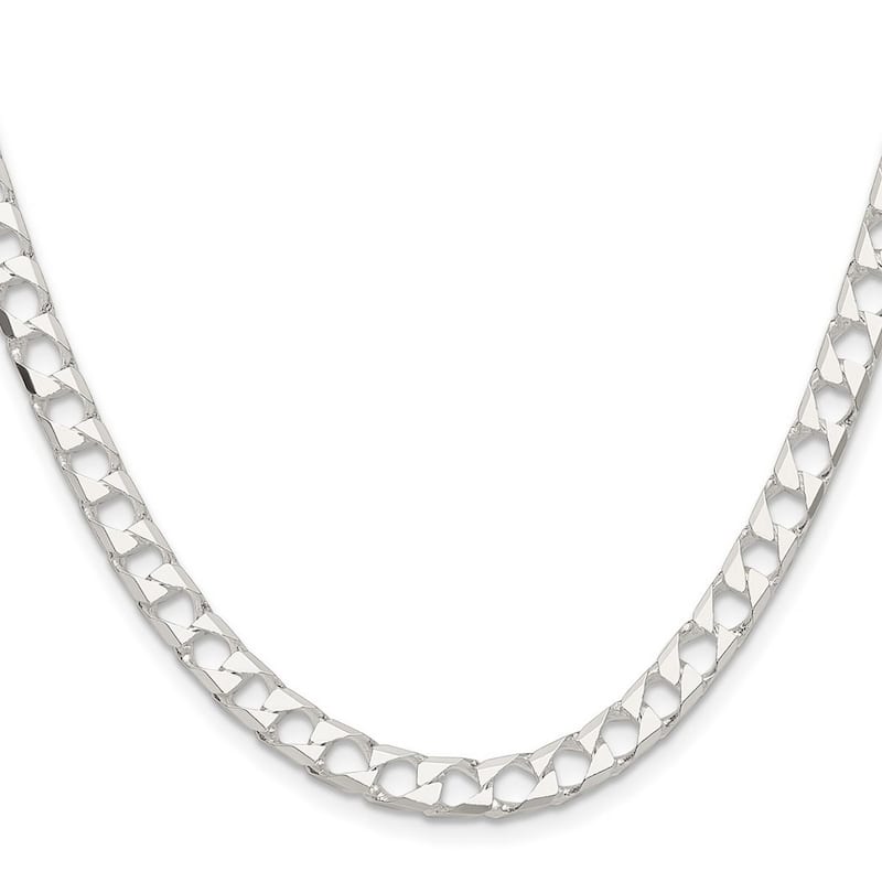 Curata 925 Sterling Silver Polished 5.75mm Flat Curb Link Chain Necklace for Men