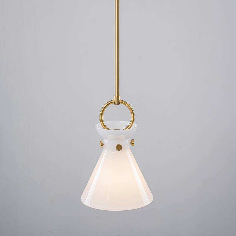 1-Light Modern Transitional Metal & Glass LED Pendant for Bedroom - 13.2" W x 19.3" H