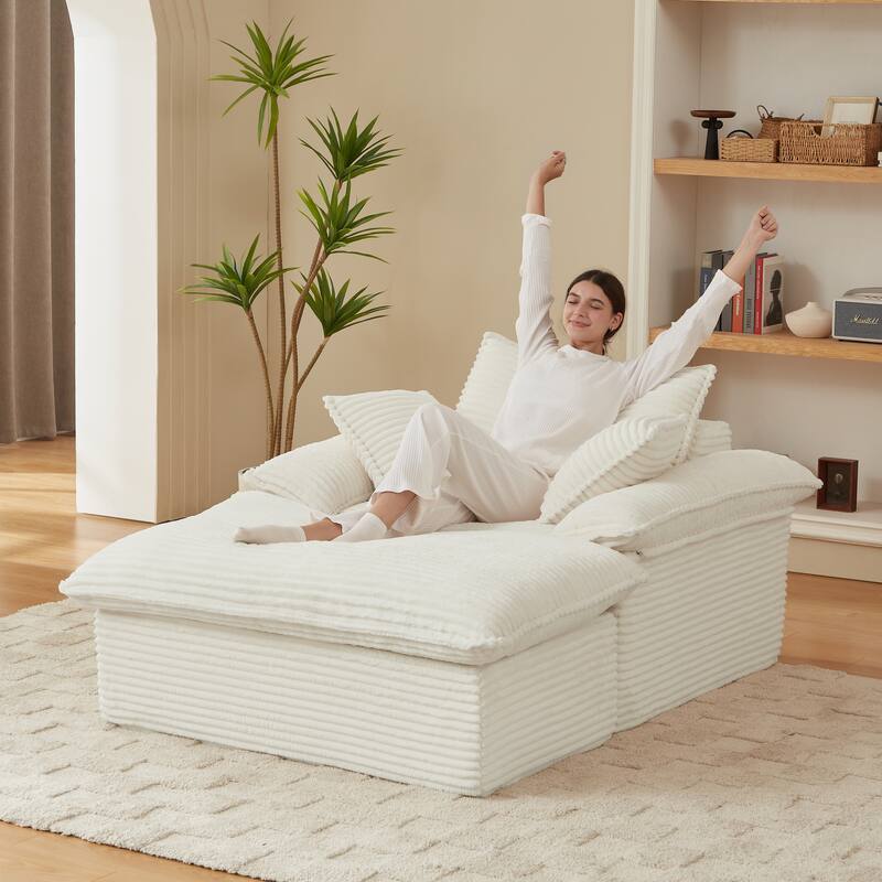 51.97" Modern Comfortable Cushioned Compression Single Sofa with Footrest - White