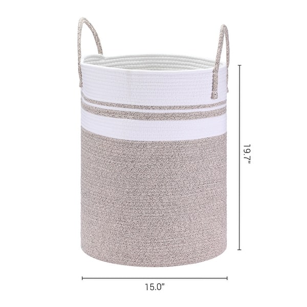 dimension image slide 4 of 5, Woven Storage Bin with Handles, Shelf Closet Storage Basket Organizer Bin for Blankets, Clothes, Shoes in Living Room Home Decor