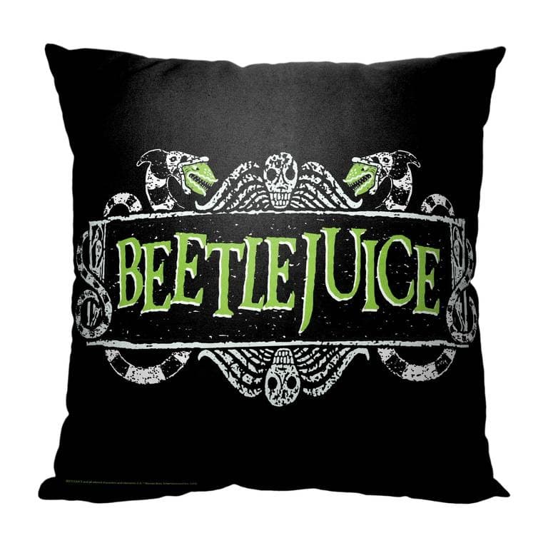 Warner Brothers Beetlejuice 18 Inch Throw Pillow - 18" x 18" - Title