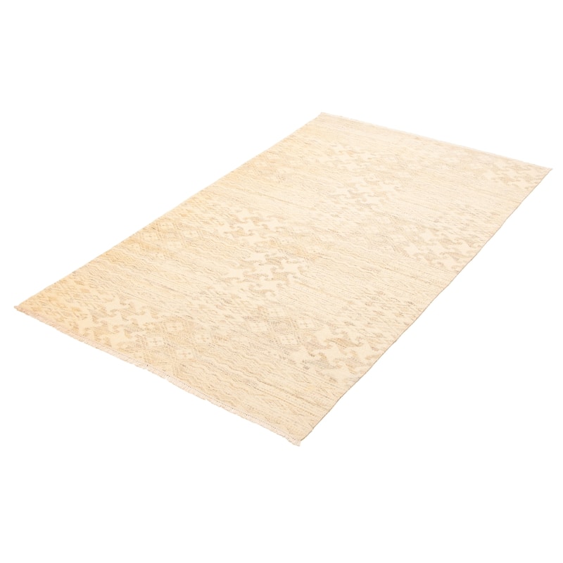 ECARPETGALLERY Flat-Weave Ankara FW Khaki Wool Kilim - 4'9 x 8'0