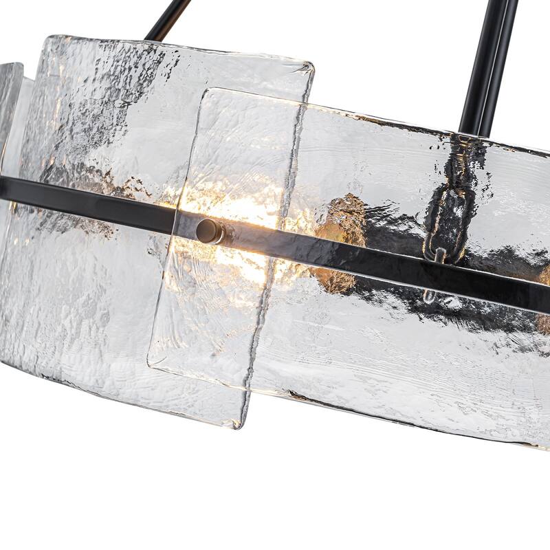 Dimmable Large Drum Glass Chandelier for Dining Room High Ceiling Living Room