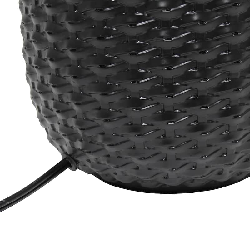 20.4" Purled Texture Lamp with White Fabric Shade