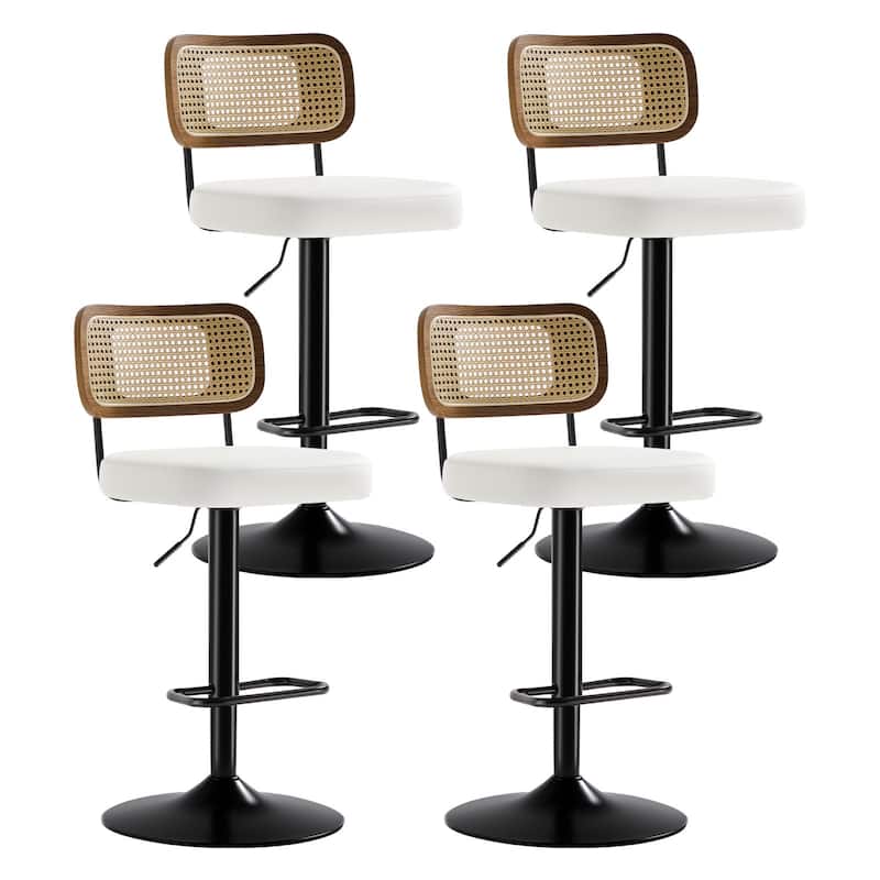 Adjustable Height Swivel Bar Stools with Back and Footrest - 17.7"W x 15.75"D x 35"-42.9"H