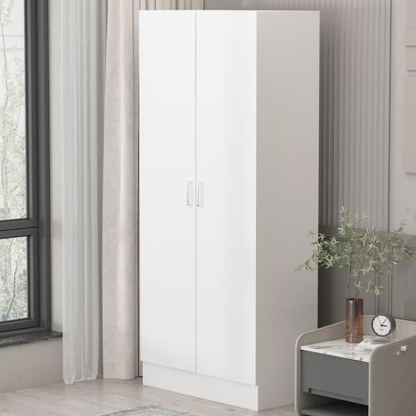 2Door Wardrobe Armoires Freestanding Bedroom Armoire with Hanging Rod