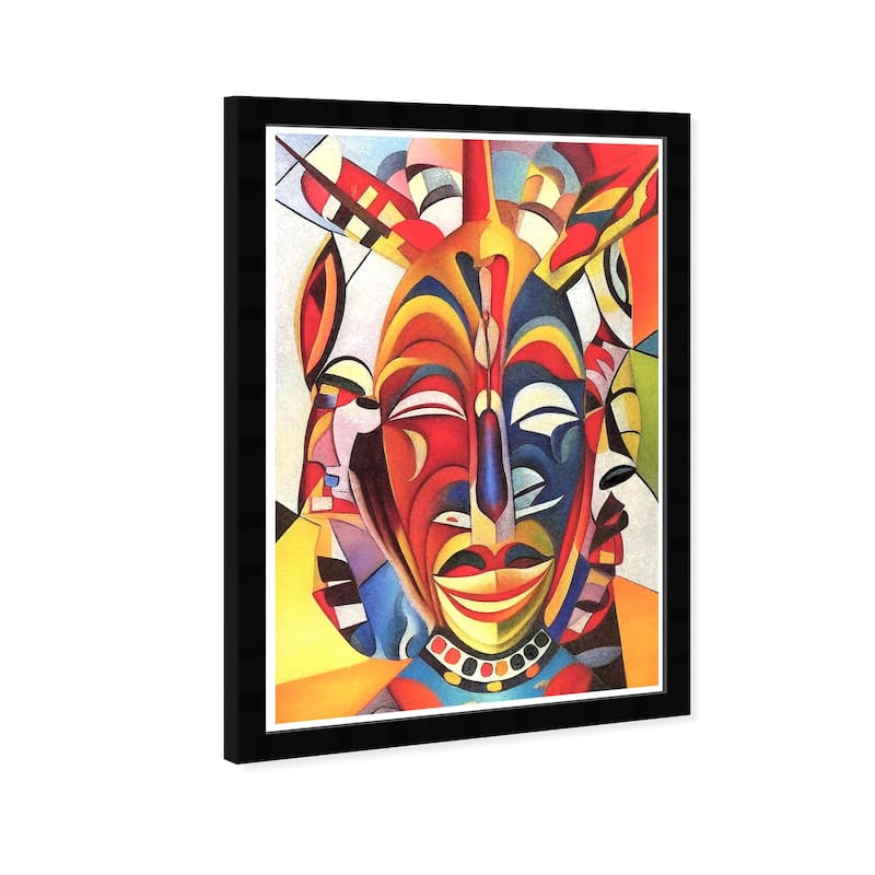 Wynwood Studio Prints World and Countries Mask in Colors Red and Traditional Wall Art Canvas Print