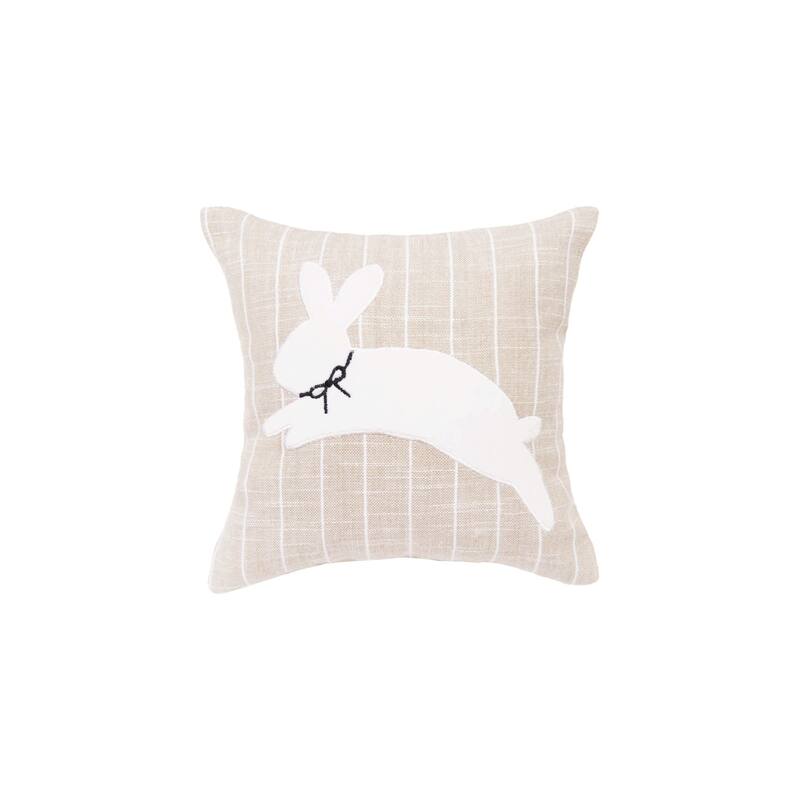 White Bunny Hop Stripe Pillow
