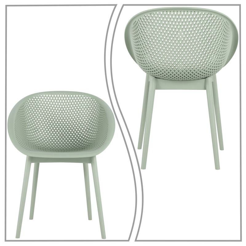 Modern Set of 2 PP Plastic Waiting Room Reception Chairs Dining Chairs Accent Chairs, For Indoor and Outdoor Use