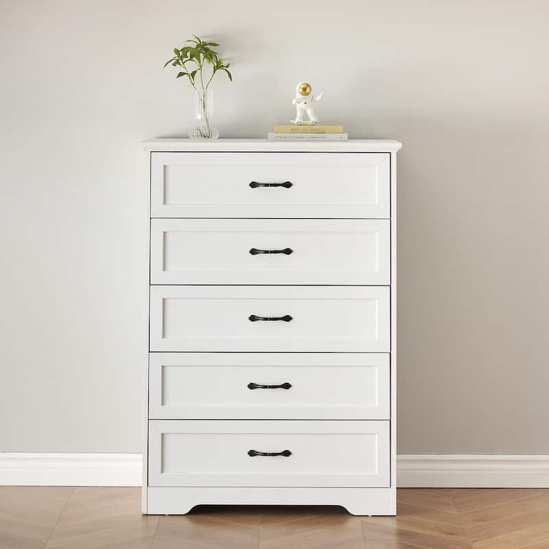 5 Drawers Dresser, Tall Chest of Drawers with Deep Drawers