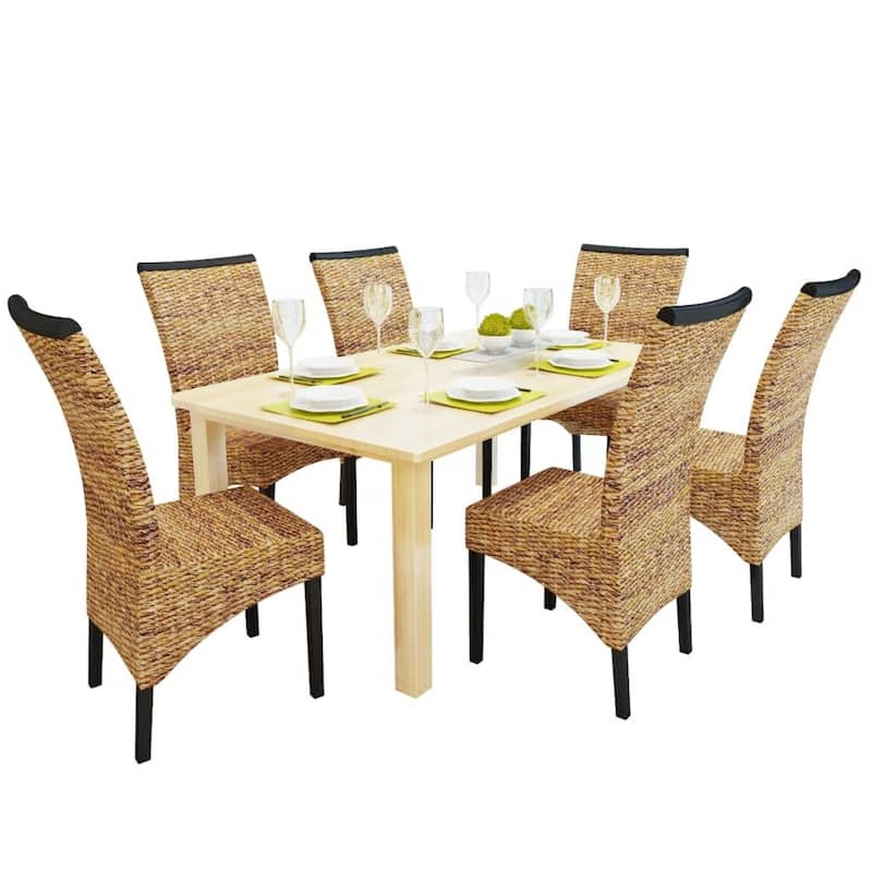vidaXL Dining Chairs 2 pcs Abaca and Solid Mango Wood