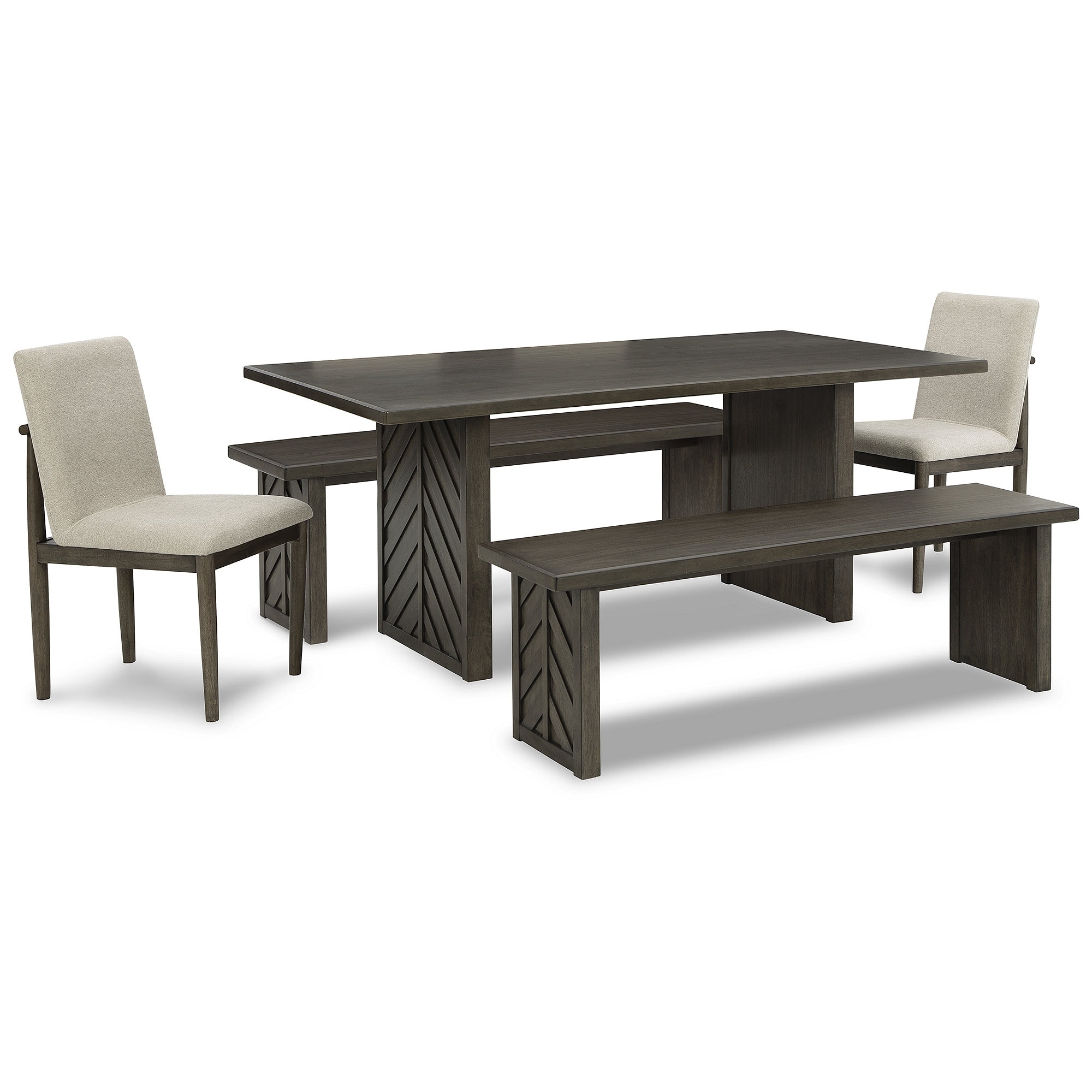 Signature Design by Ashley Arkenton Gray/Brown Dining Table and 2 Chairs and 2 Benches