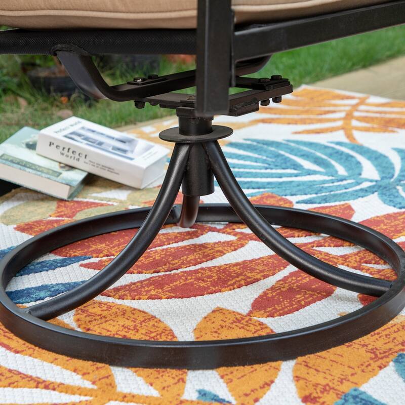 MAISON ARTS 9-Piece Patio Dining Set, 60 Inch Square Metal Table and 8 Swivel Dining Chairs
