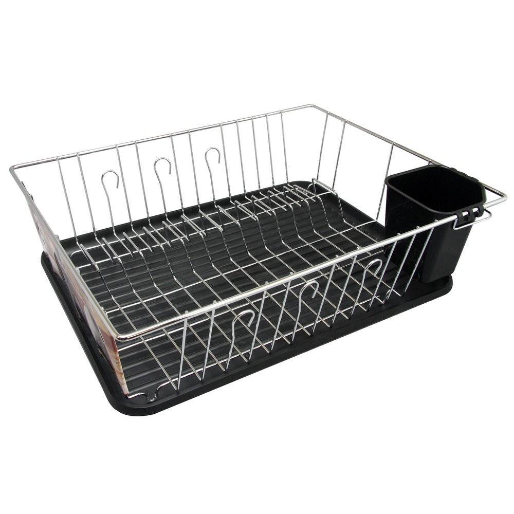 Gibson Home Folding Dish Rack Set Stainless Steel Drip Tray