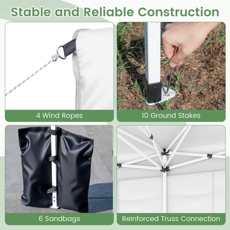 Gymax 10 X 20 FT Pop up Canopy Tent w/ 6 Sidewalls Wheeled Bag 6