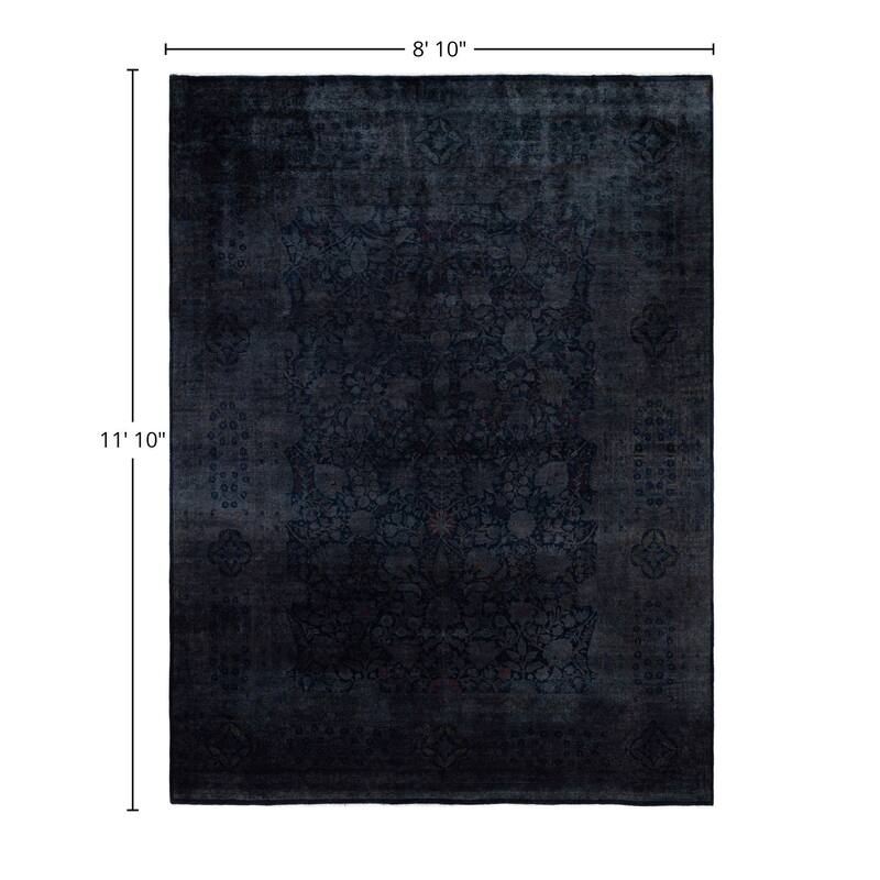 Overdyed One-of-a-Kind Hand-Knotted Area Rug - Black - 8' 10" x 11' 10"