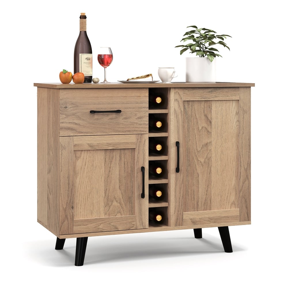 Costway 2-Door Wine Bar Cabinet Kitchen Sideboard Buffet with Drawer & - See Details
