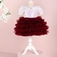 preview thumbnail 4 of 7, Puffy Tutu Special Occasion Dress with Sequins 12 - 18 Months - White & Burgundy