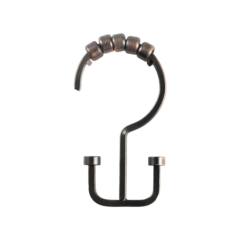 Utopia Alley Deco Flat Double Roller Shower Curtain Hooks, Oil Rubbed Bronze - Oil Rubbed Bronze