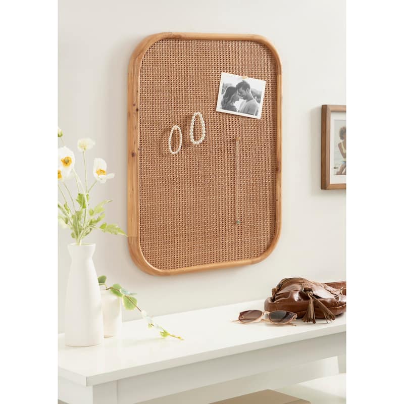 Kate and Laurel Planche Rattan Wall Pinboard
