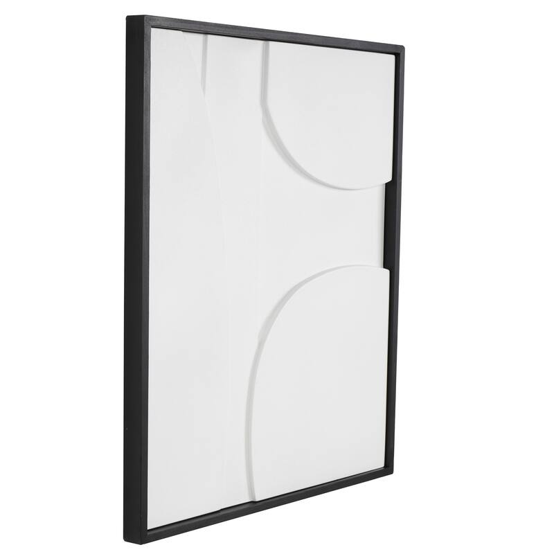 White or Cream Wood Geometric Wall Decor with Brown or Black Wood Frame