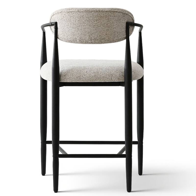 Modern Upholstered Arm Counter Stool with Metal Frame Leg(Set of 2)