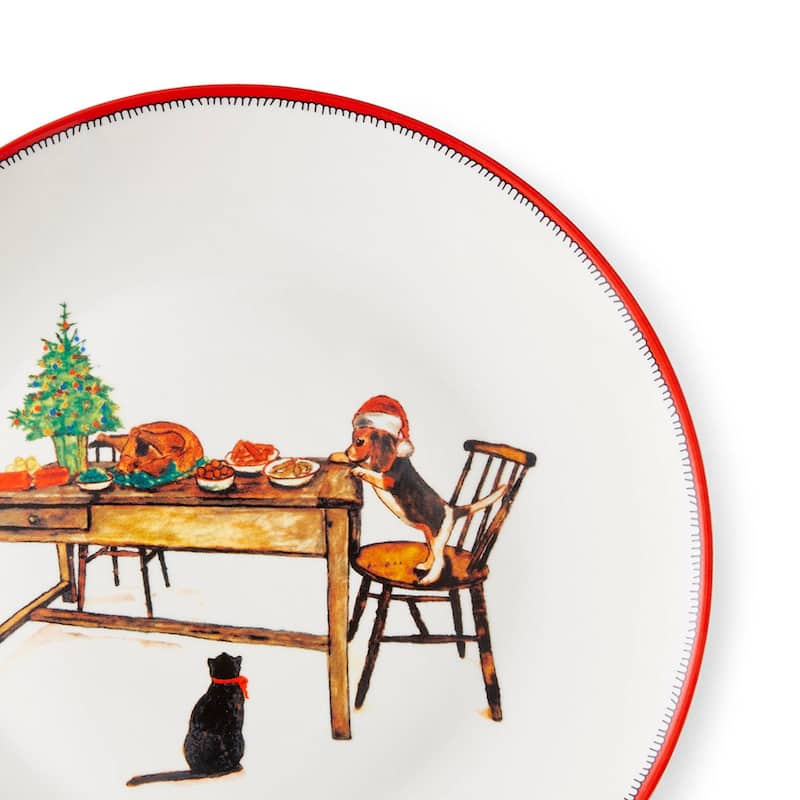 Spode Set of 4 Kit Kemp Doodles Christmas Cake Plates - 6-Inch