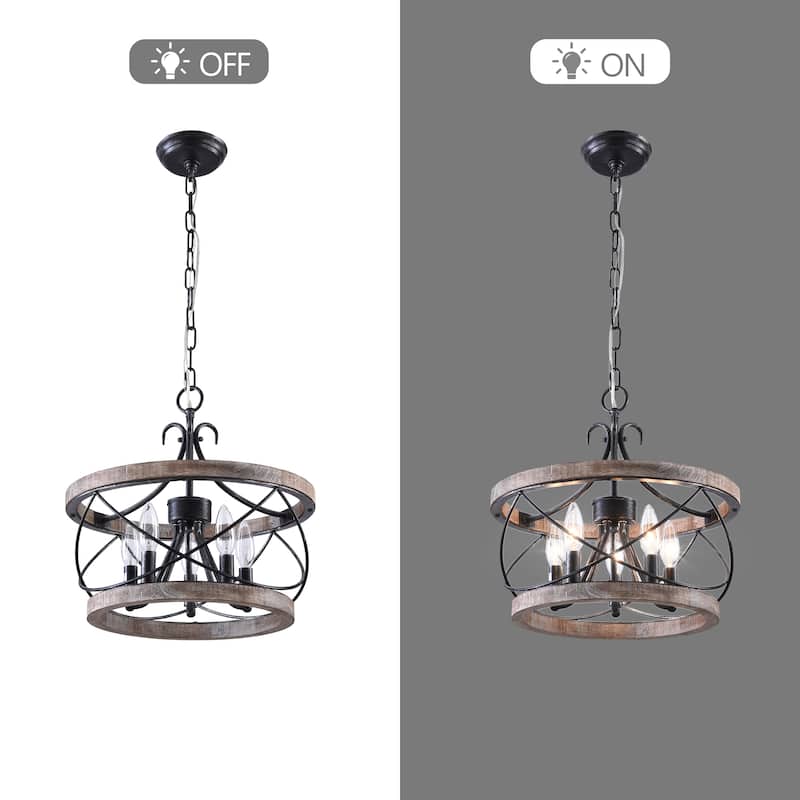 Oaks Aura Farmhouse Industrial 5 Candle Lights Chandelier, Industrial Metal Caged Ceiling Light/Ceiling Fan