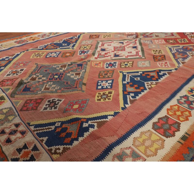 Kilim Qashqai Persian Vintage Rug Flatweave Reversible Wool Carpet - 5'3"x 7'9"